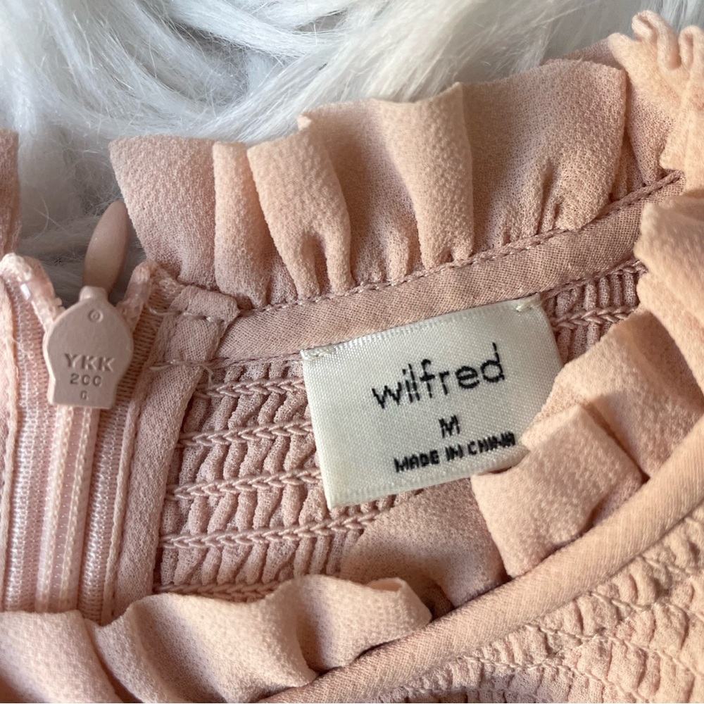 Aritzia Wilfred Lilith ruffles ruched blouse top shirt pink Coquette Whimsy - Picture 2 of 10